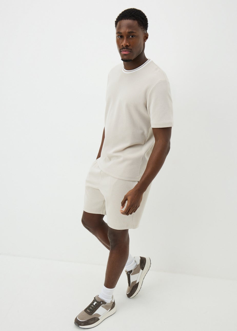 Ecru Pique Co Ord Shorts