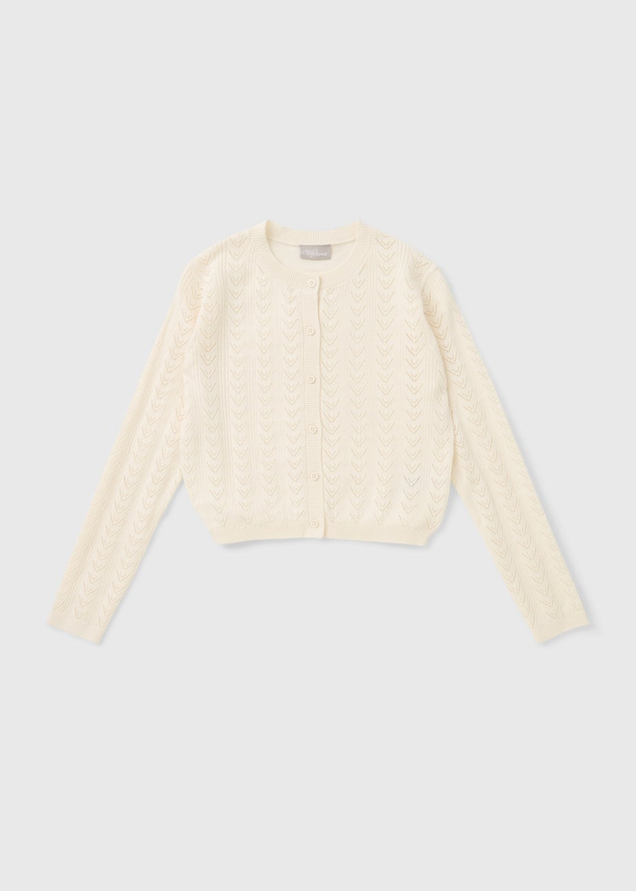 Girls White Patterned Cardigan (7-15yrs)