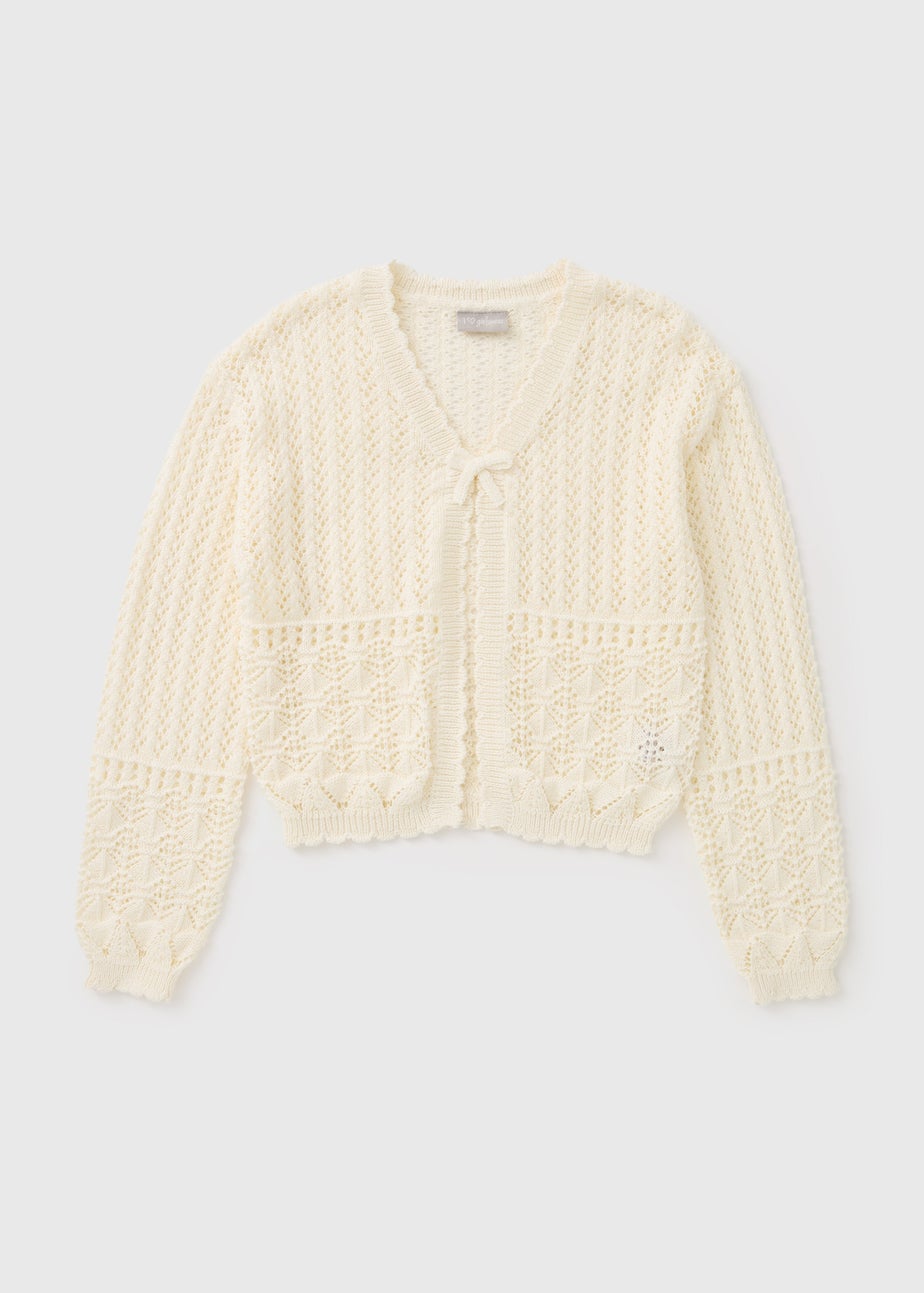 Girls Cream Crochet Cardigan (7-15 Yrs)