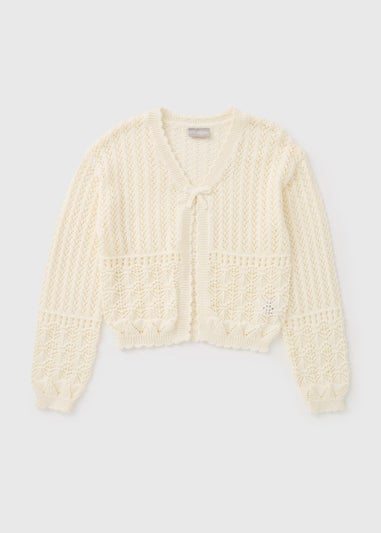 Girls Cream Crochet Cardigan (7-15 Yrs)