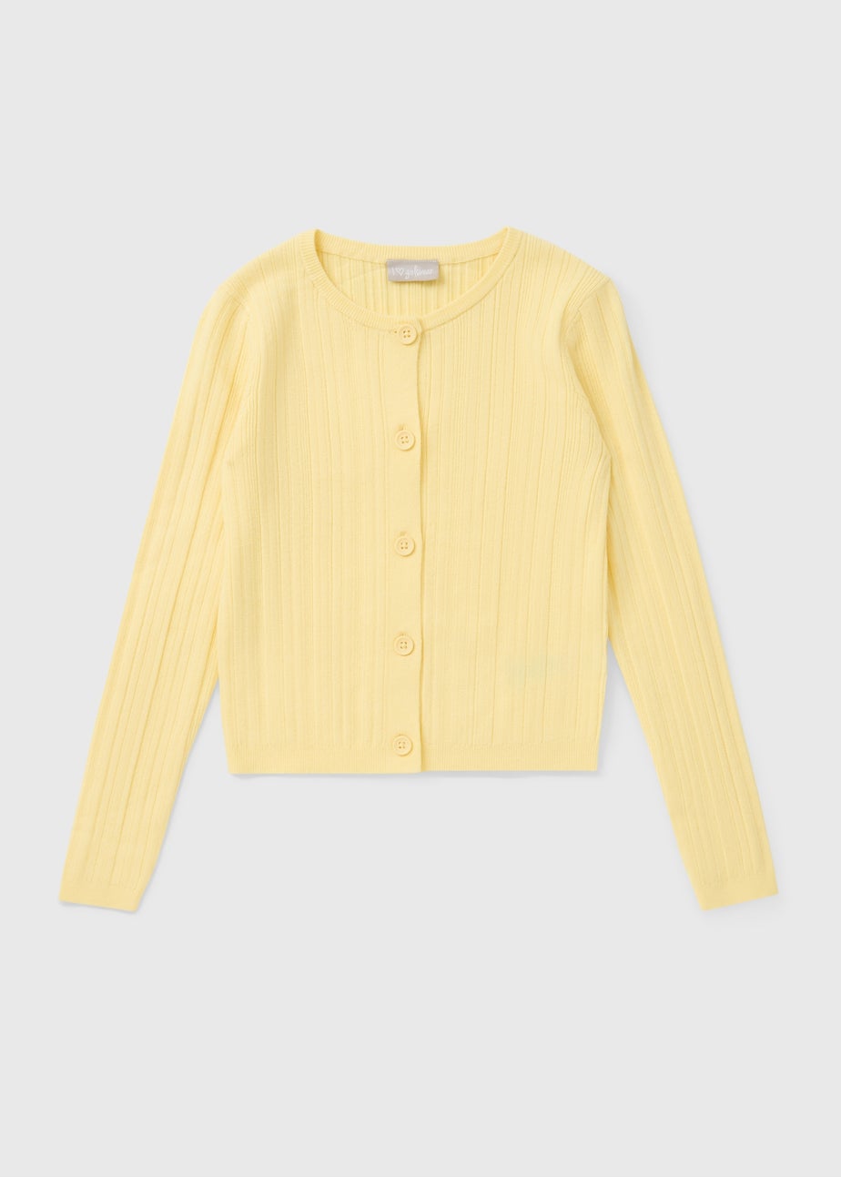 Girls Yellow Fine Gauge Cardigan (7-15yrs)