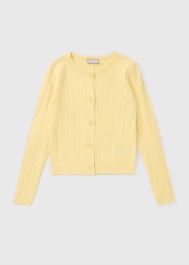 Girls Yellow Fine Gauge Cardigan (7-15yrs)