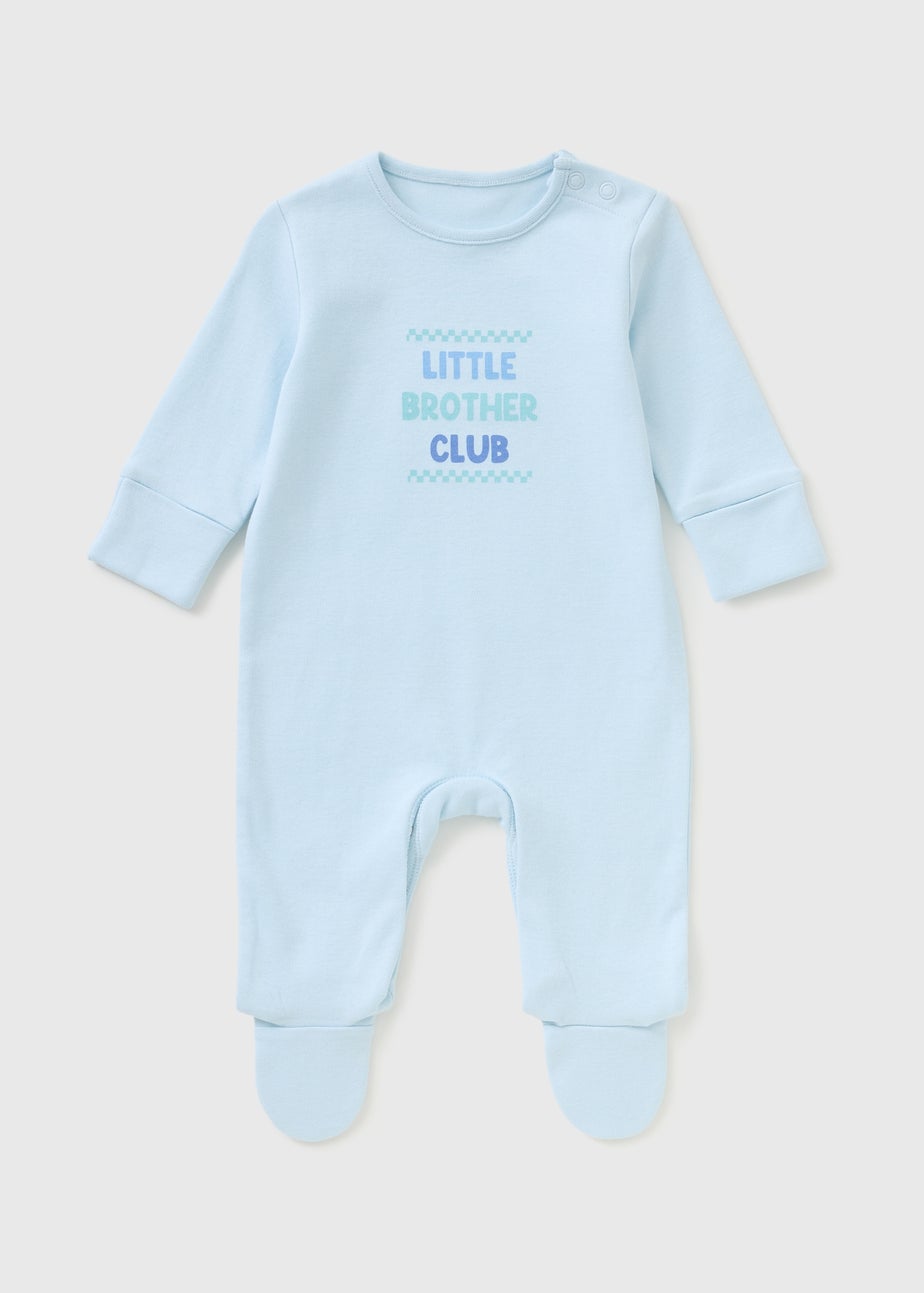 Baby Boys Blue Little Brother Sleepsuit (1-18 Months)