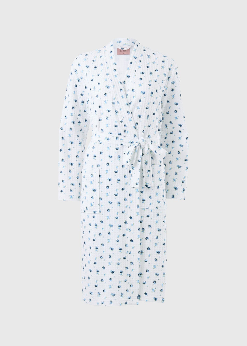 White Floral Waffle Dressing Gown