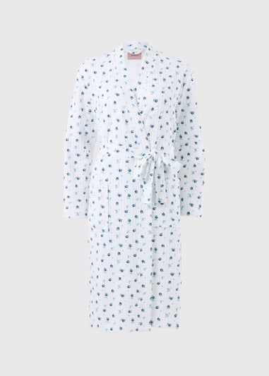 White Floral Waffle Dressing Gown