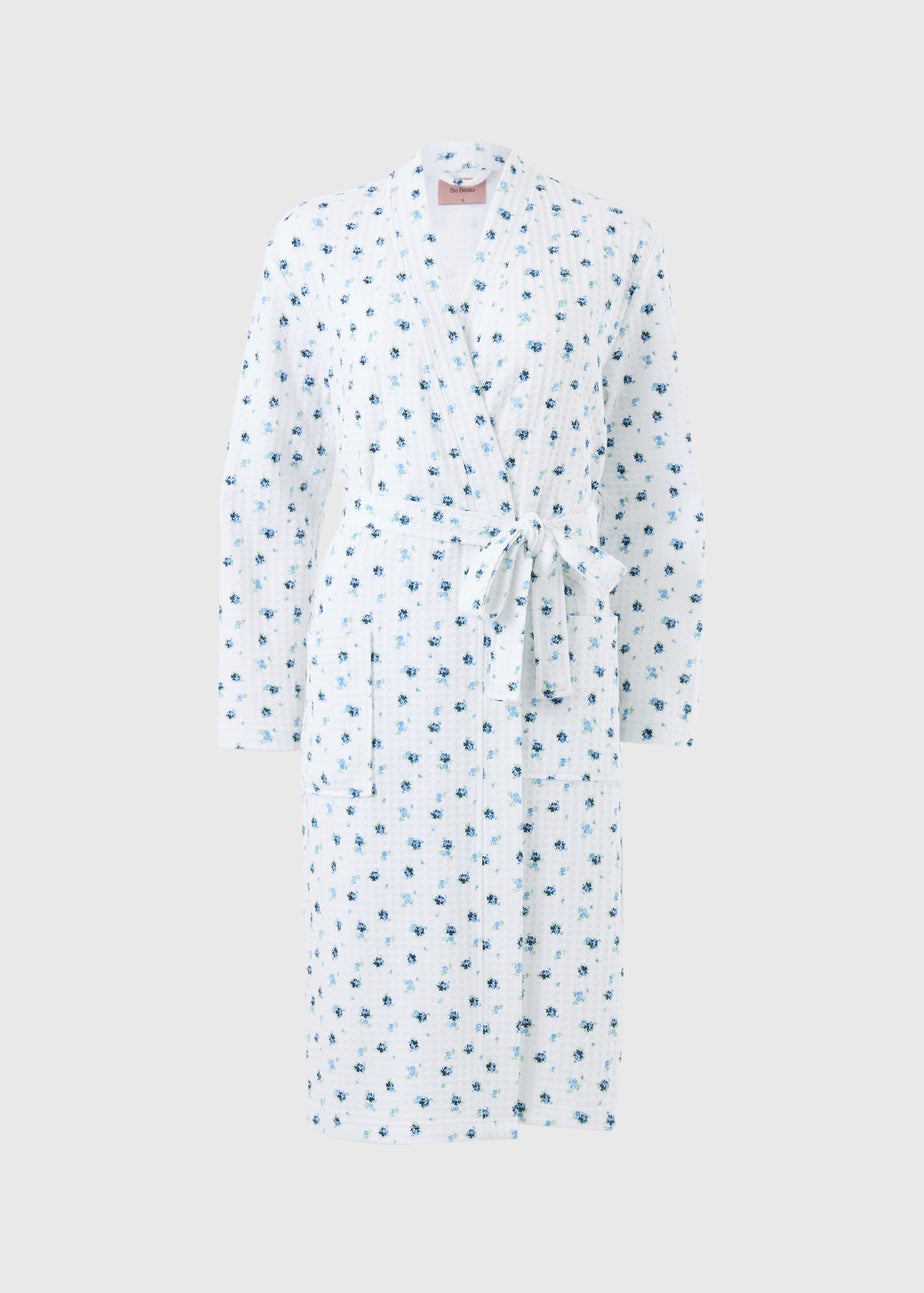 White Floral Waffle Dressing Gown