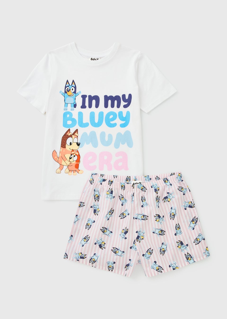Bluey White Mum Short Matching Family Pyjama Set