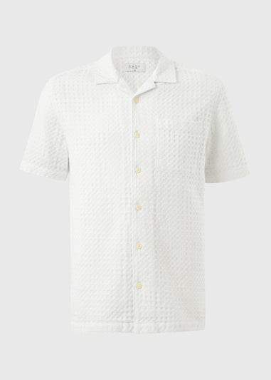 White Textured Revere Short Sleeve Shirt