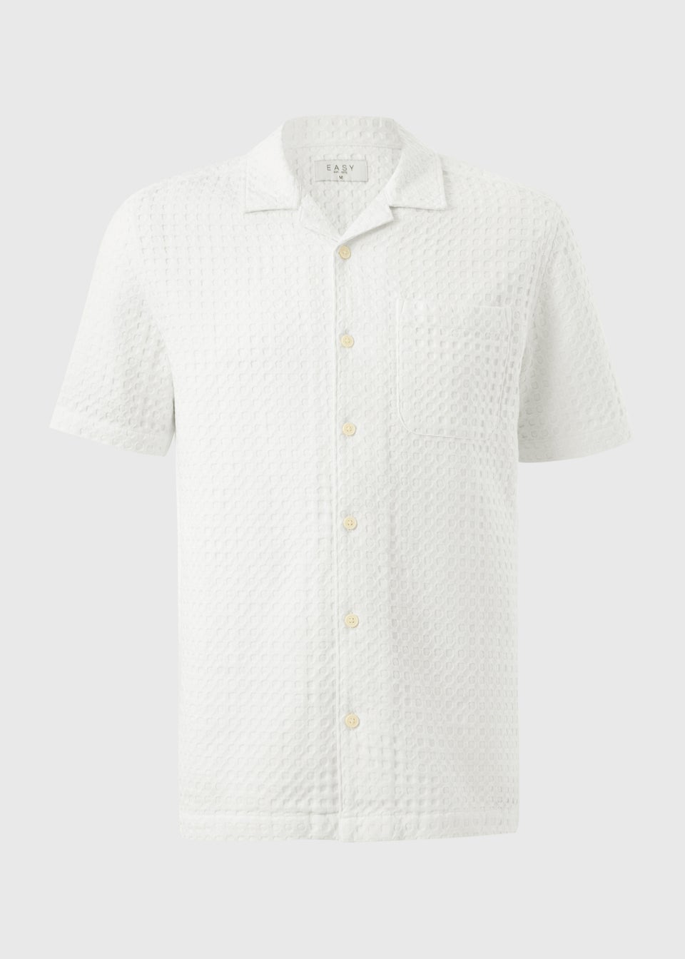 White Textured Revere Short Sleeve Shirt