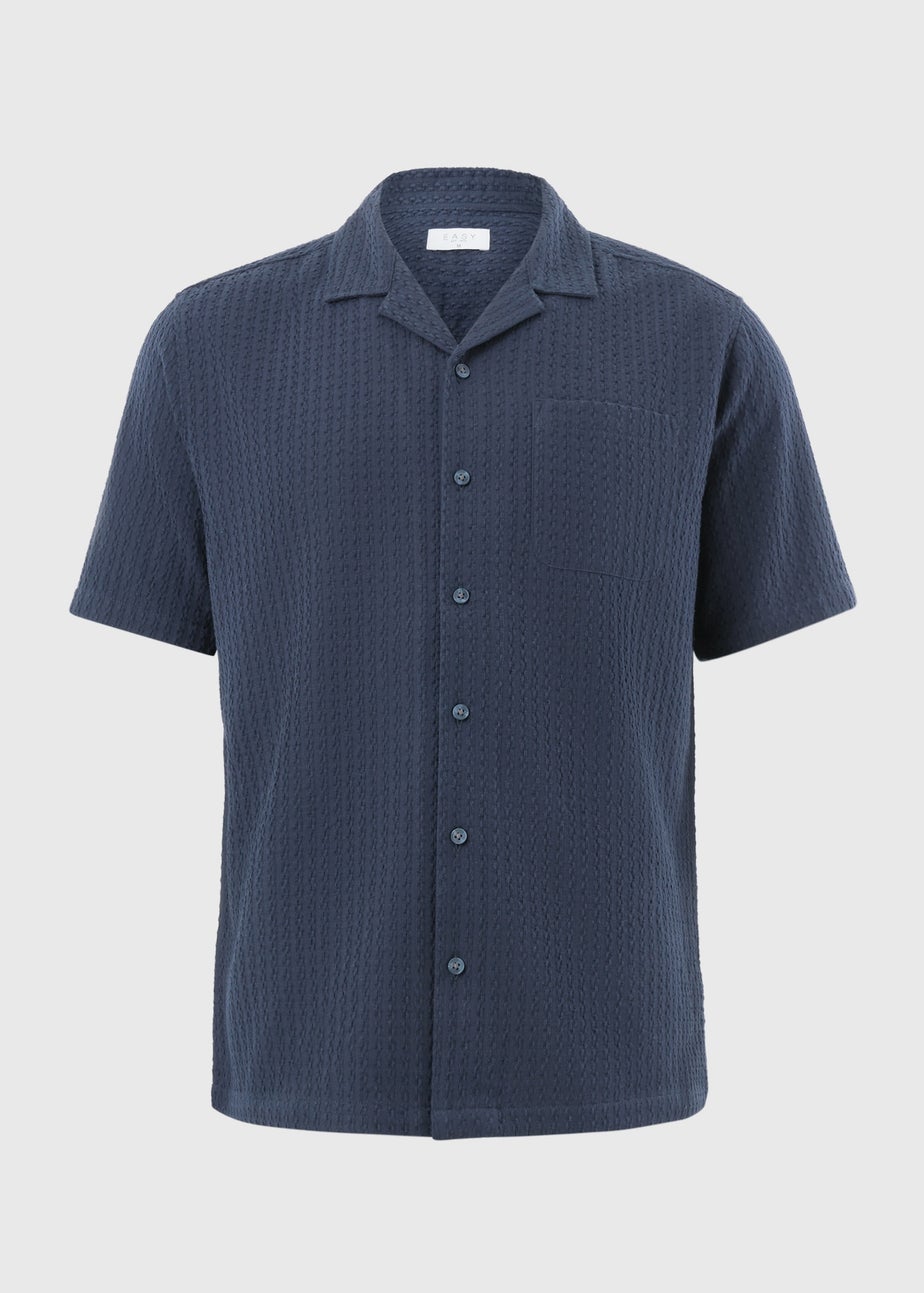 Navy Textured Short Sleeve Shirt