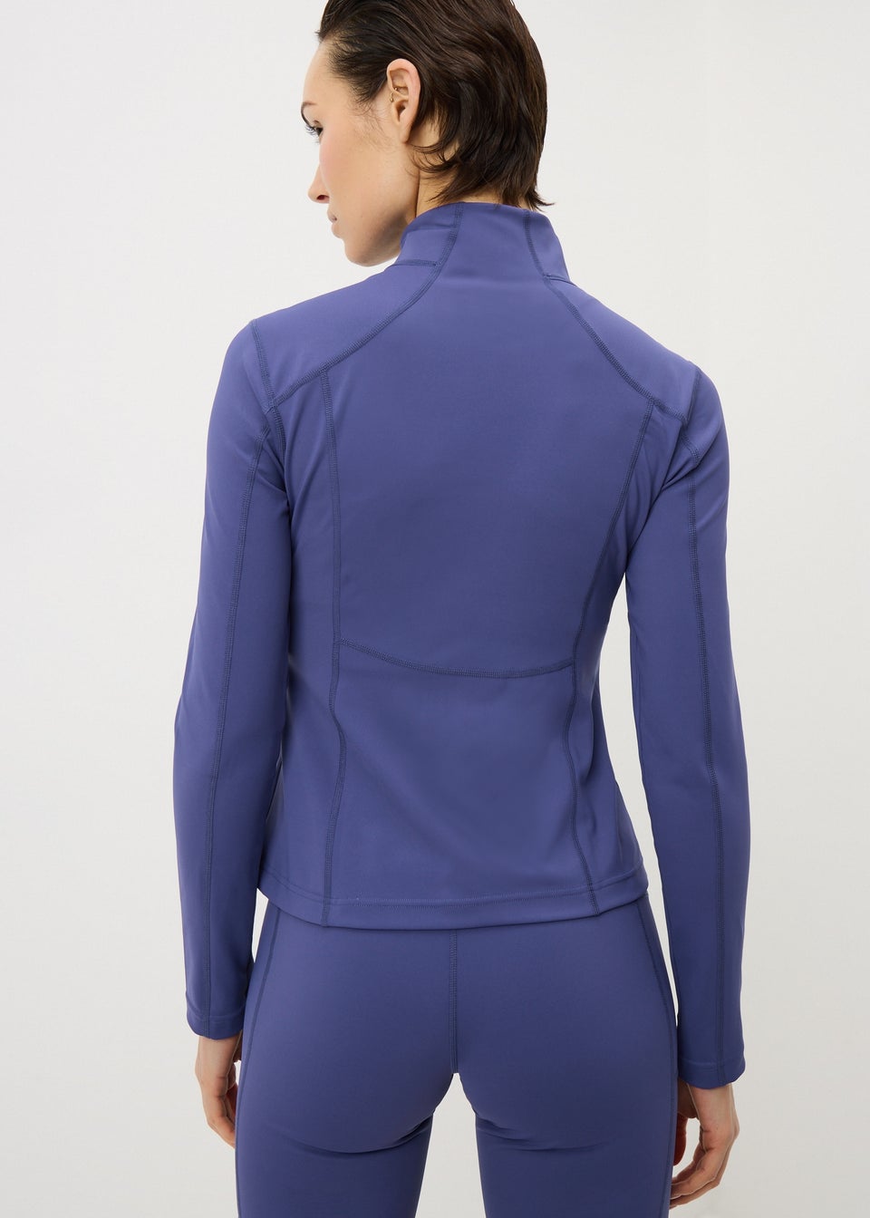 Souluxe Blue Funnel Neck Seam Detail Sports Jacket