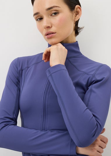 Souluxe Blue Funnel Neck Seam Detail Sports Jacket