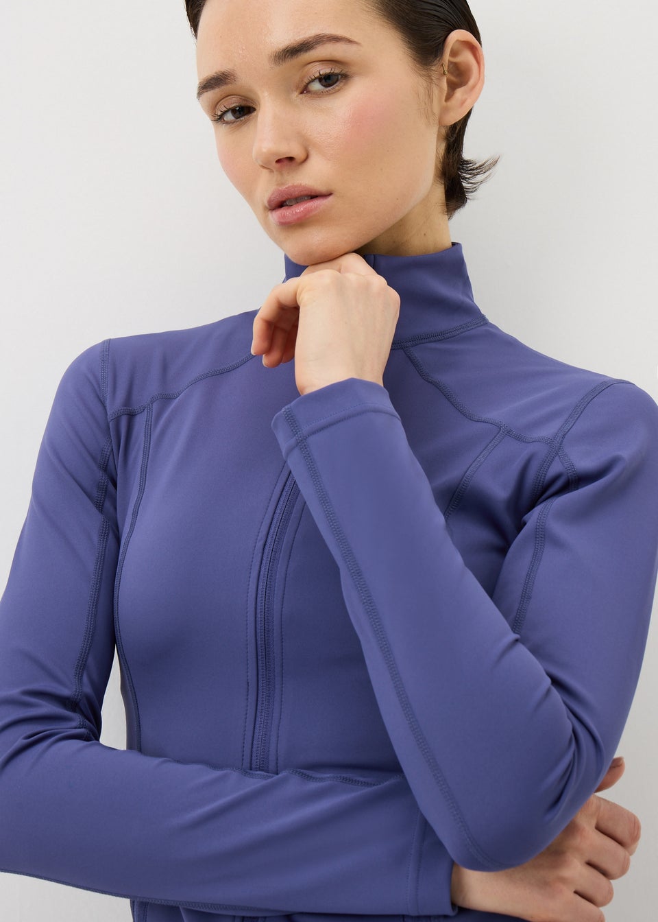 Souluxe Blue Funnel Neck Seam Detail Sports Jacket