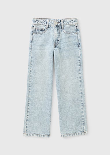 Girls Light Wash Wide Leg Jeans (7-15yrs)