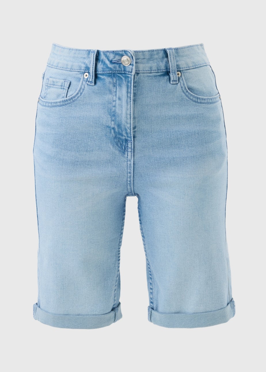 Light Wash Denim Knee Length Shorts