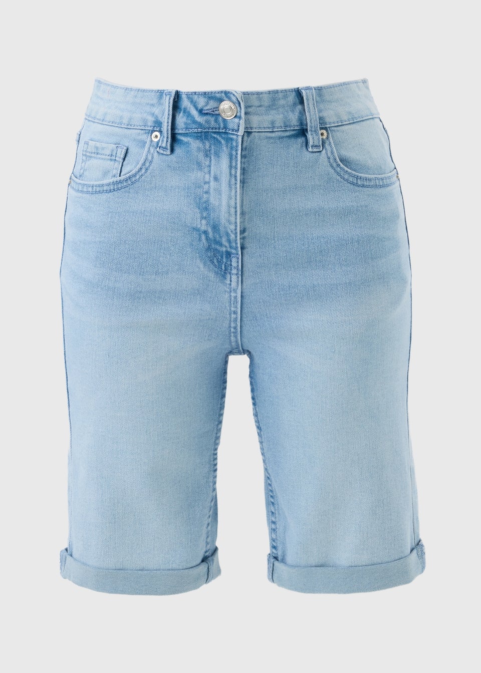 Light Wash Denim Knee Length Shorts