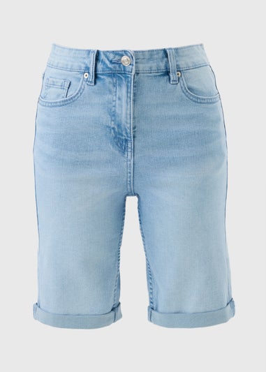Light Wash Denim Knee Length Shorts