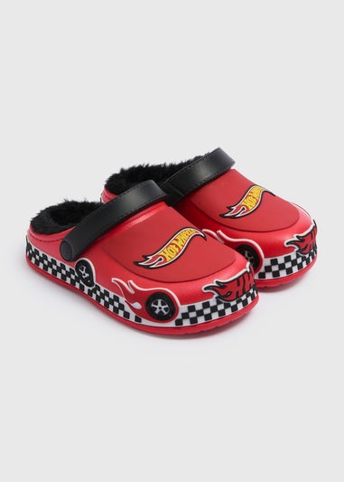 Hot Wheels Boys Red Warm Lined Clogs (Younger 6/7-Older 1/2)