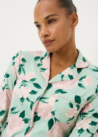 Green Floral Button Pyjama Set