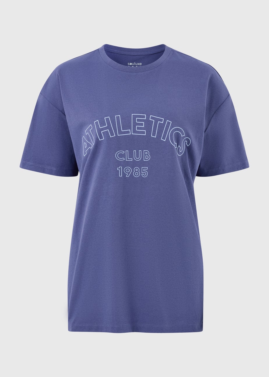 Souluxe Blue Slogan Sports T-Shirt