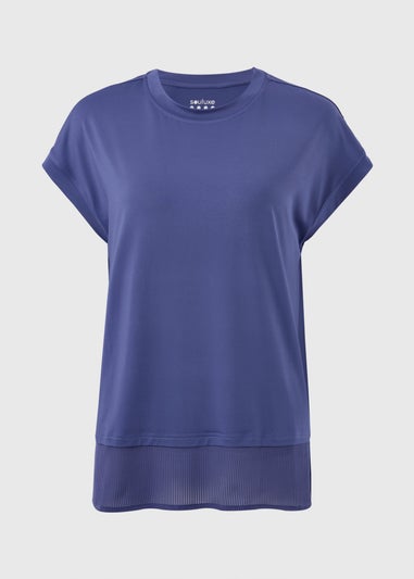 Souluxe Blue Ribbed Hem Sports T-Shirt