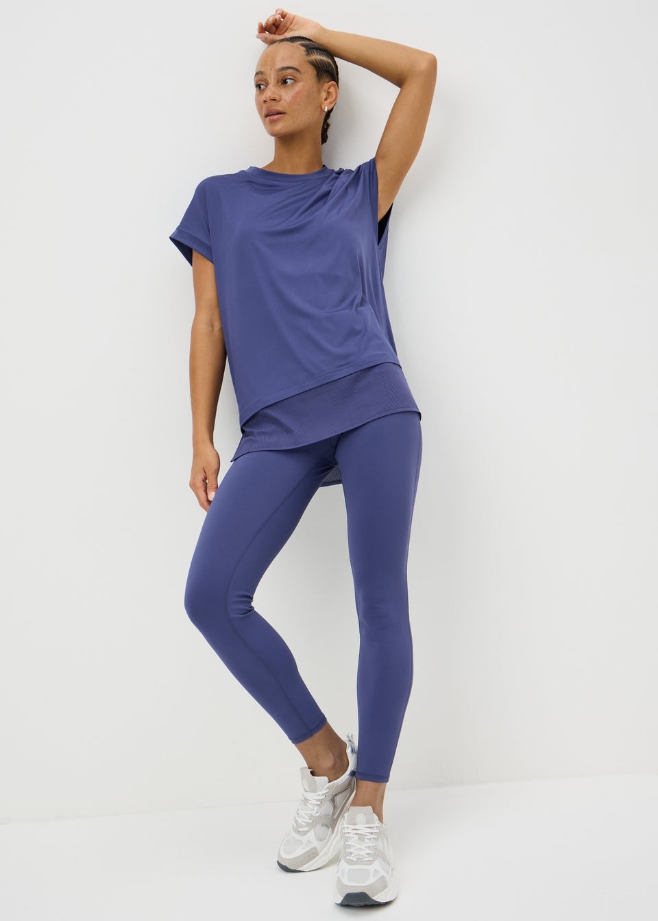 Souluxe Blue Ribbed Hem Sports T-Shirt
