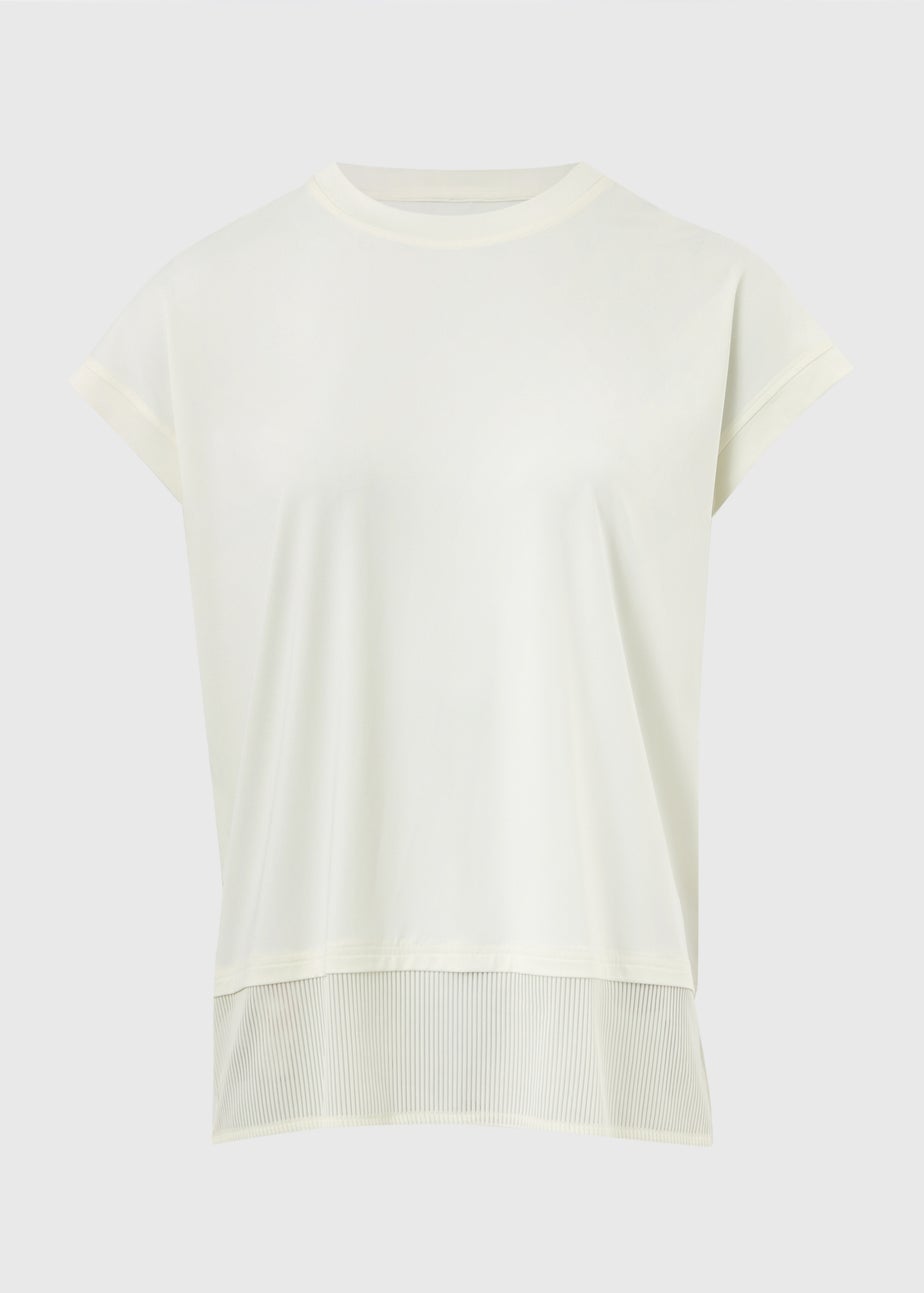 Souluxe Cream Ribbed Hem Sports T-Shirt