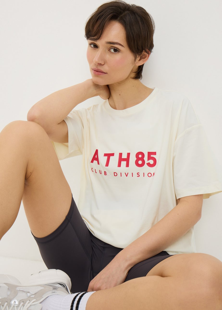 Souluxe Cream Slogan Sports T-Shirt