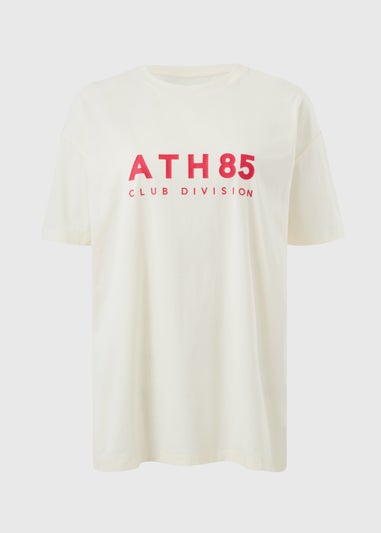 Souluxe Cream Slogan Sports T-Shirt