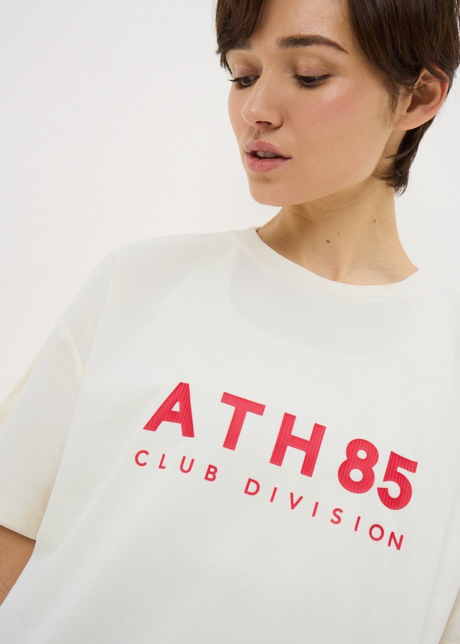 Souluxe Cream Slogan Sports T-Shirt