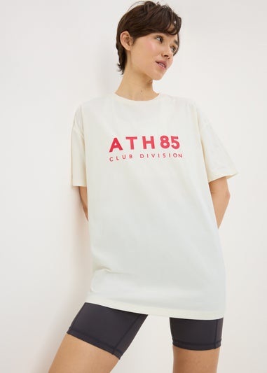 Souluxe Cream Slogan Sports T-Shirt