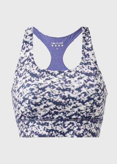 Souluxe Blue Mottle Print Sports Crop Top