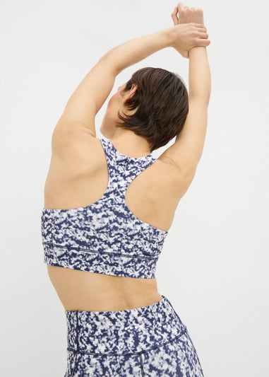 Souluxe Blue Mottle Print Sports Crop Top