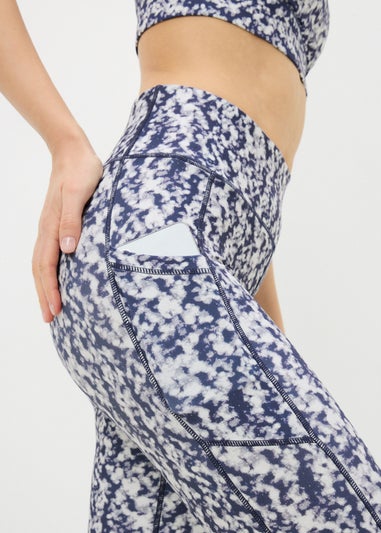 Souluxe Blue Mottle Print Gym Leggings