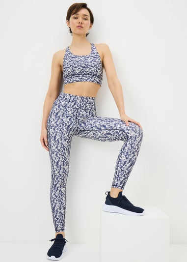 Souluxe Blue Mottle Print Gym Leggings