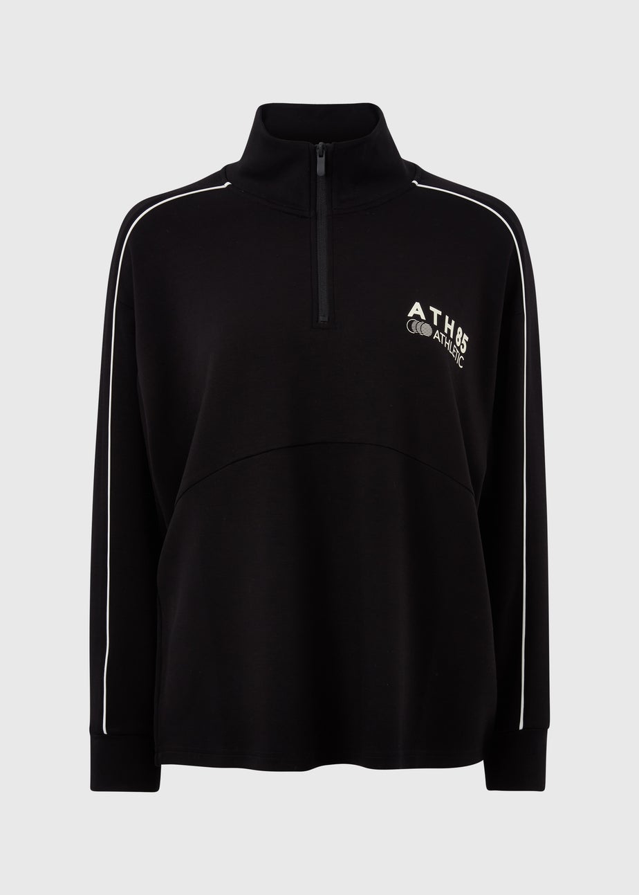 Souluxe Black Piped Funnel Neck Co Ord Sweatshirt