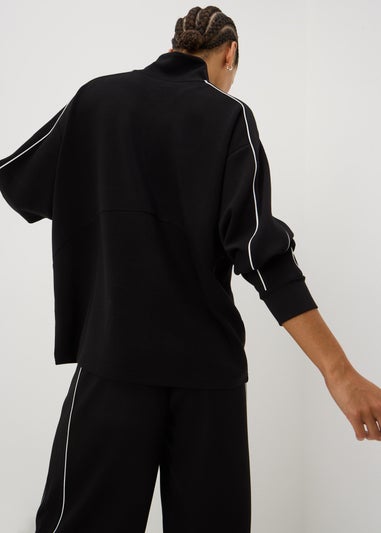Souluxe Black Piped Funnel Neck Co Ord Sweatshirt
