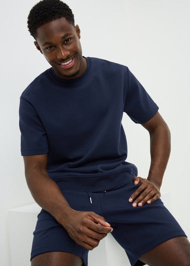 Navy Elevated Co Ord T-Shirt