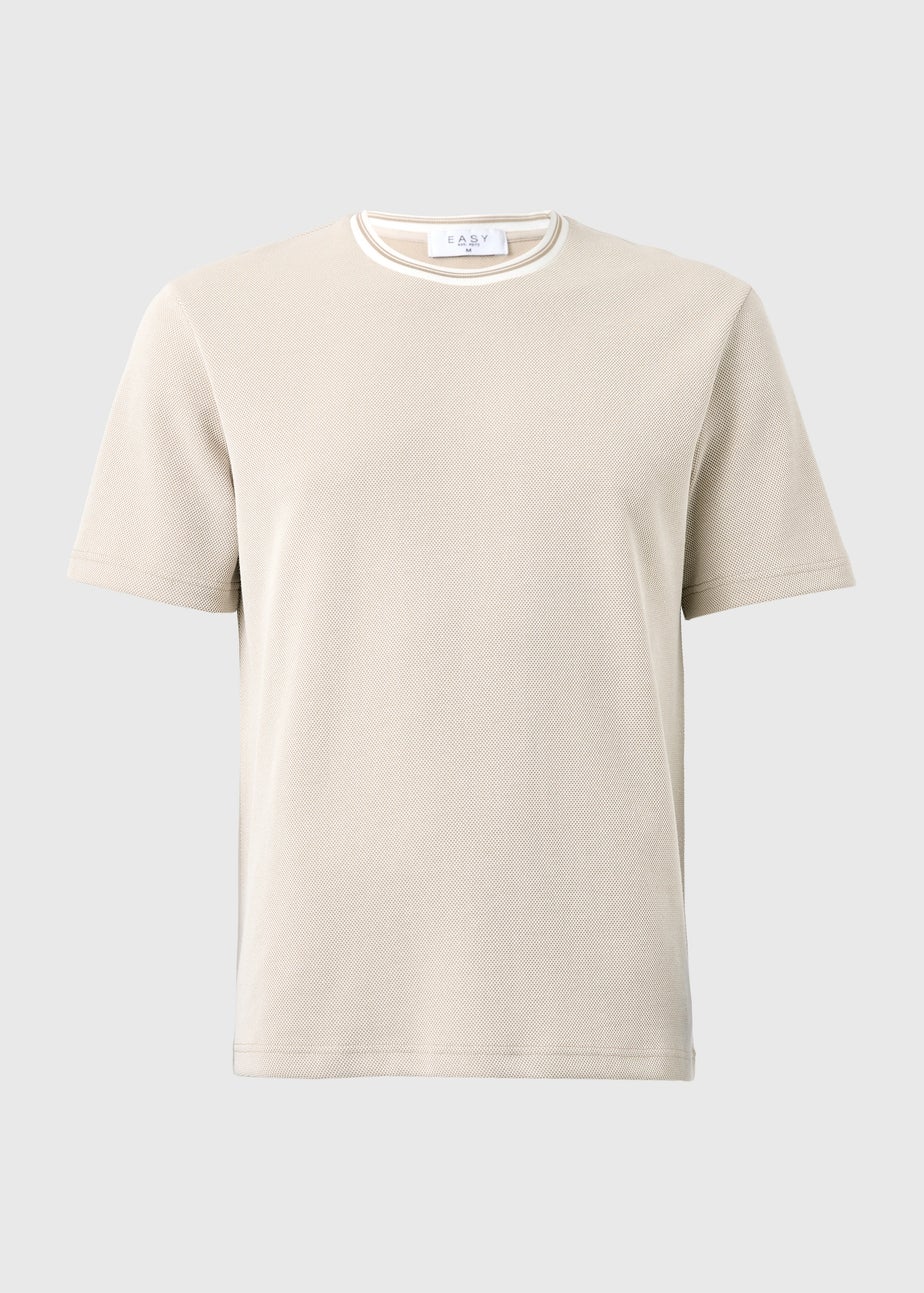 Ecru Pique Textured Smart Co Ord T-Shirt