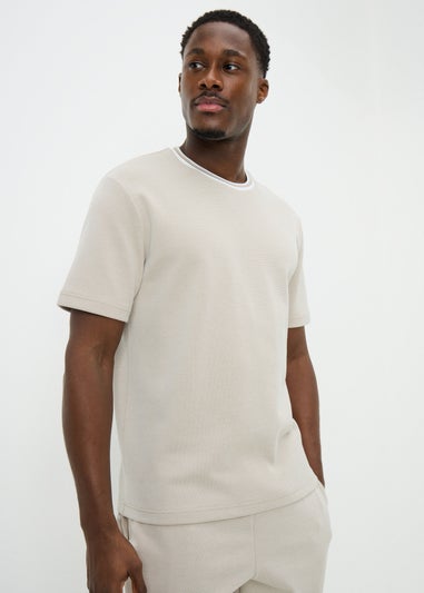 Ecru Pique Textured Smart Co Ord T-Shirt