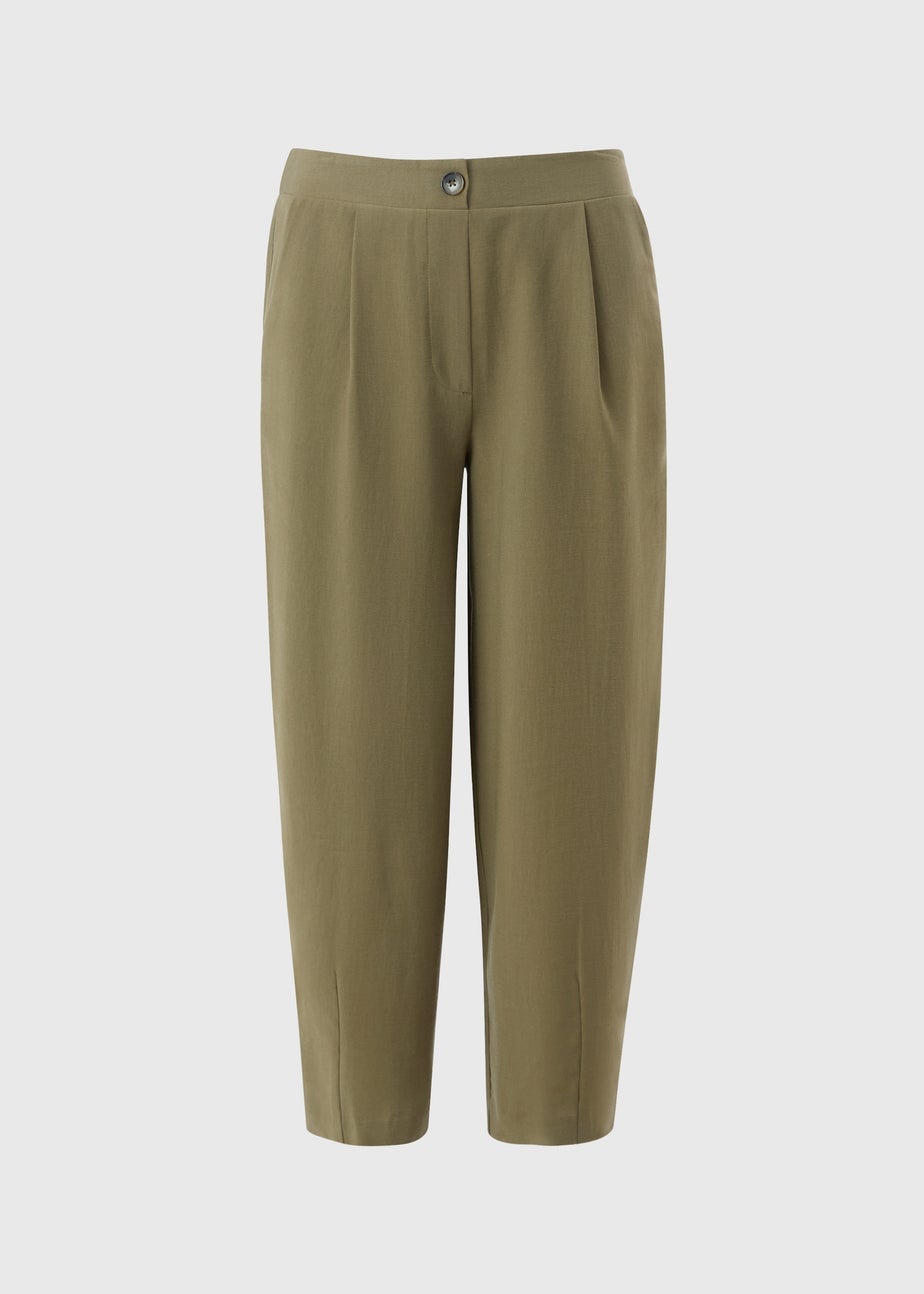 Khaki Carrot Leg Trousers