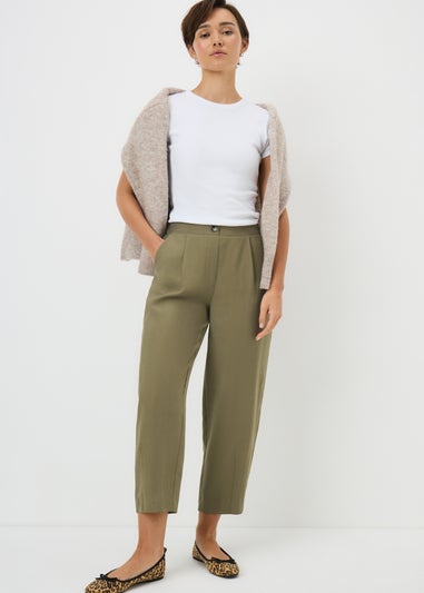 Khaki Carrot Leg Trousers