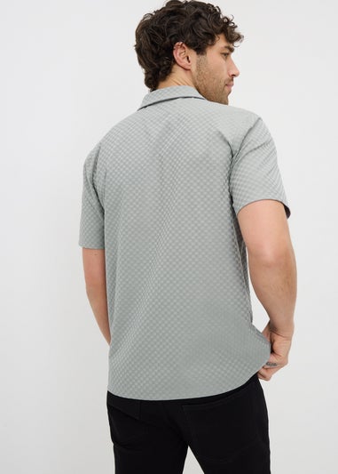 Grey Textured Smart Zip Polo Shirt