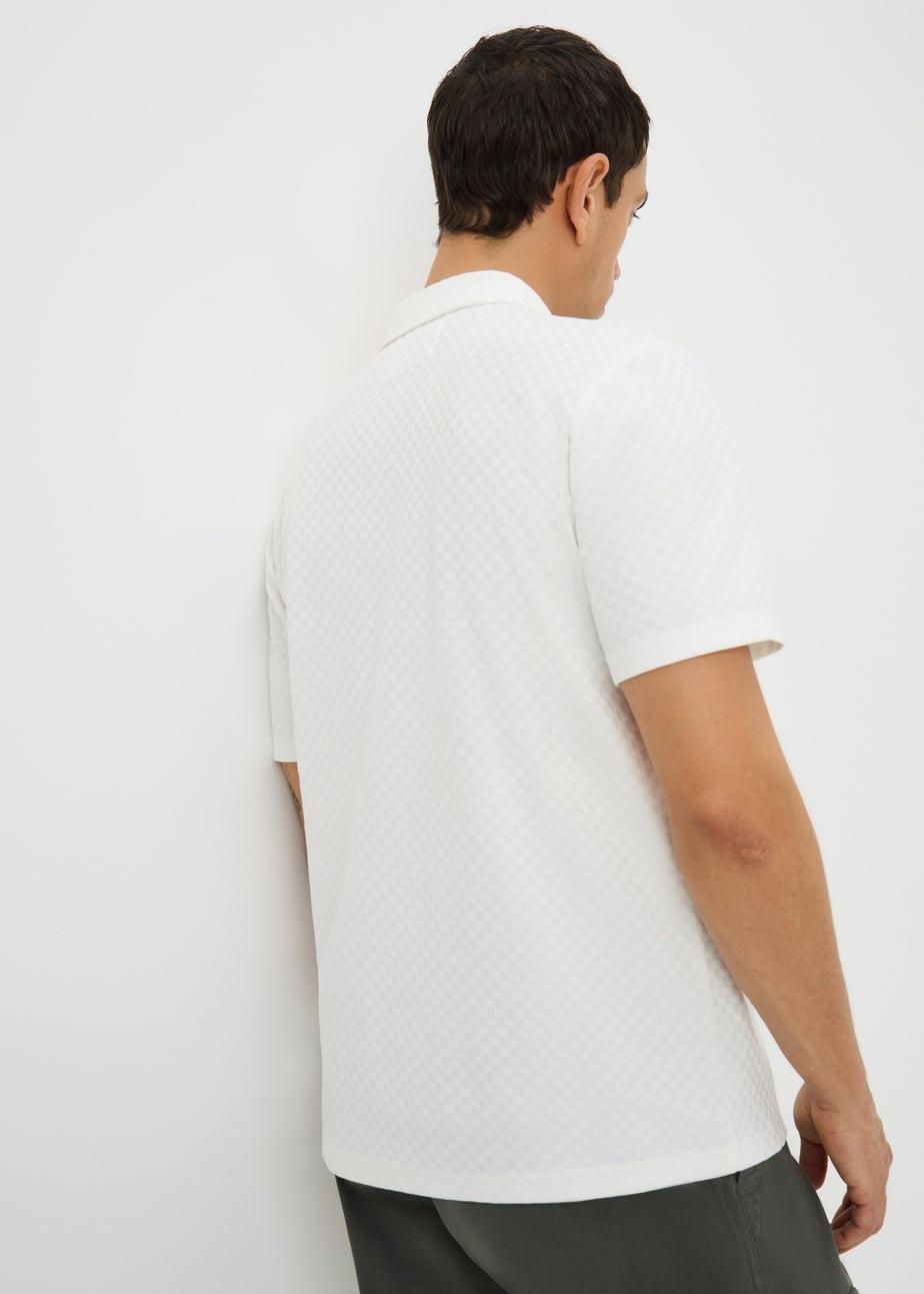 White Textured Smart Zip Polo Shirt