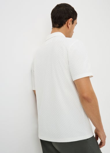 White Textured Smart Zip Polo Shirt