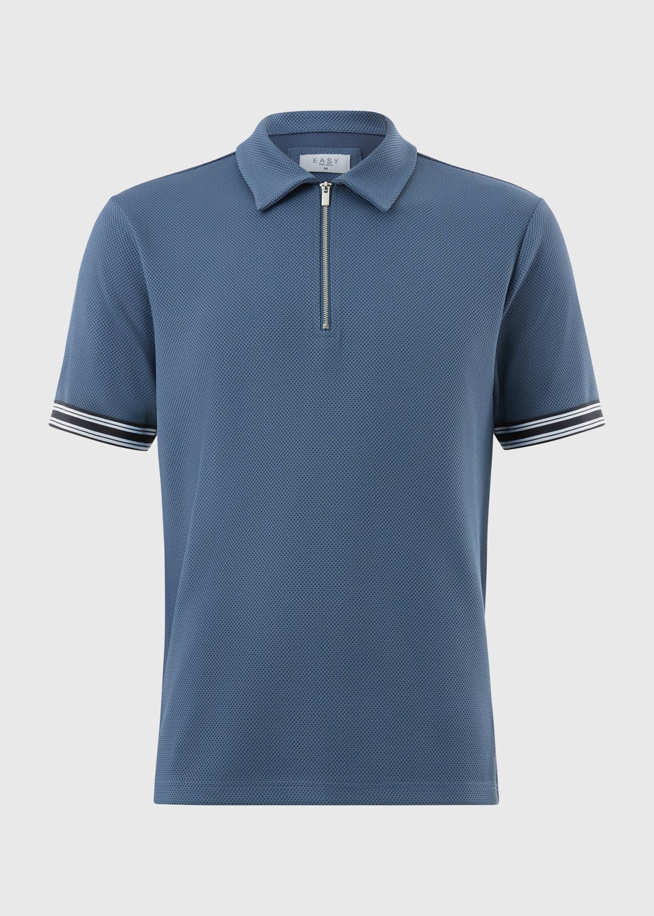 Blue Smart Bubble Zip Polo Shirt