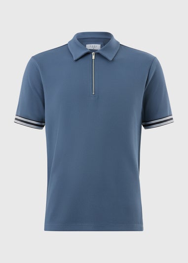 Blue Smart Bubble Zip Polo Shirt