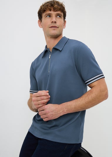 Blue Smart Bubble Zip Polo Shirt