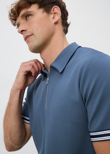 Blue Smart Bubble Zip Polo Shirt