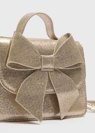 Girls Gold Bow Occasion Bag